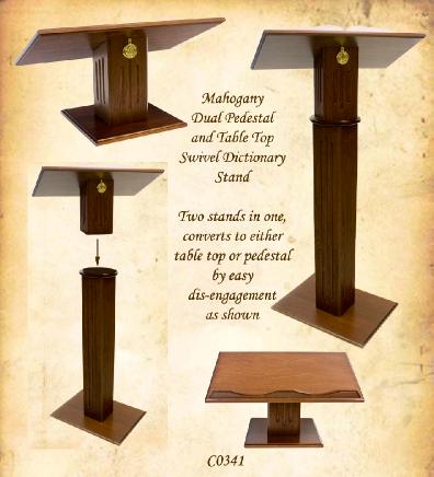 MahoganyCombinationDualSwivelPedestalandTableTopBookstand